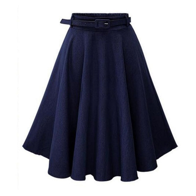 Women's Denim Skirt A-line High Elastic Waist