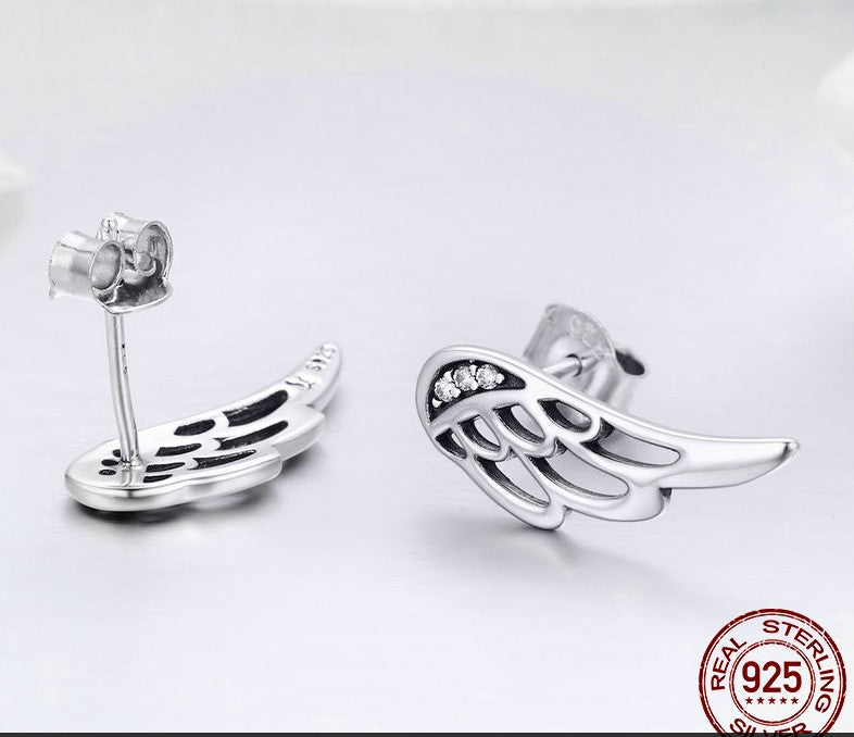 Women's Fairy Wings Stud Earrings 925 Sterling Silver Jewellery