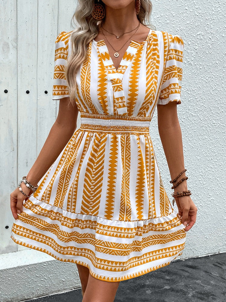 Women's Bohemian Geometric Style Short Fitted Dress