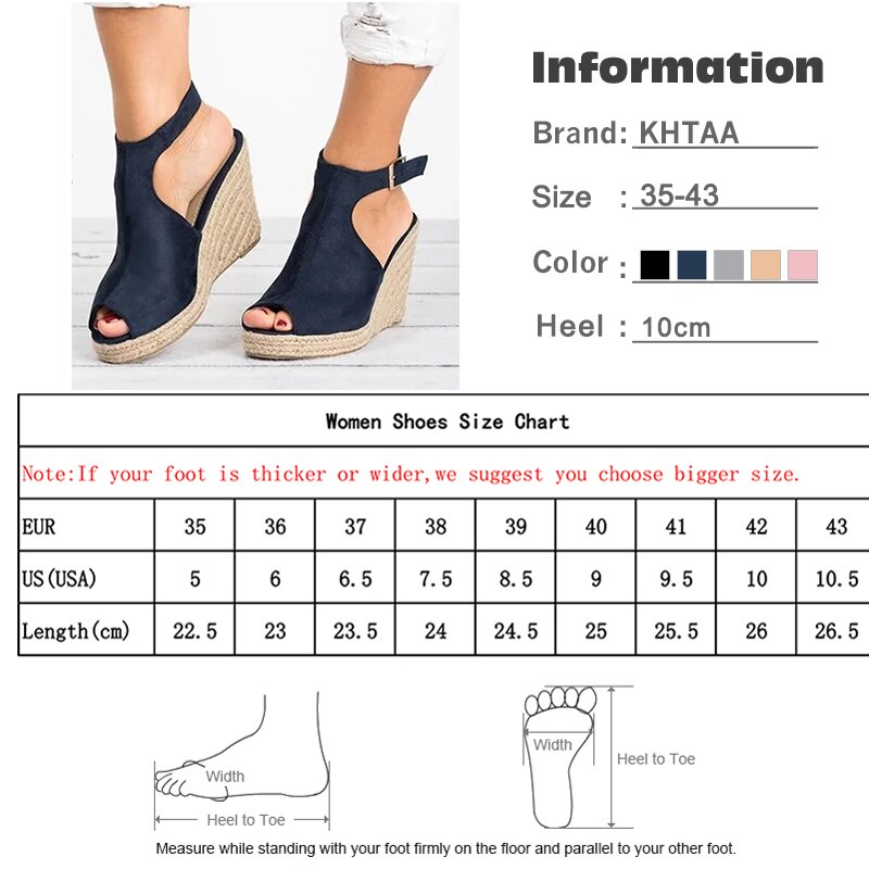 Women's Faux Suede Peep Toe Cork Wedge Ankle Strap Sandals
