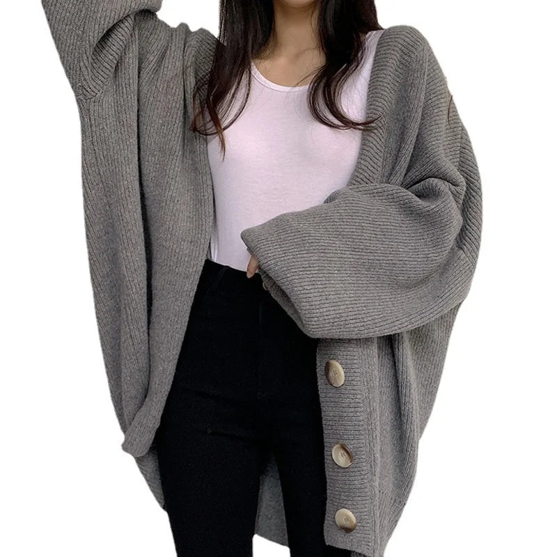 Women's Oversized Solid Colour Knitted Cardigan