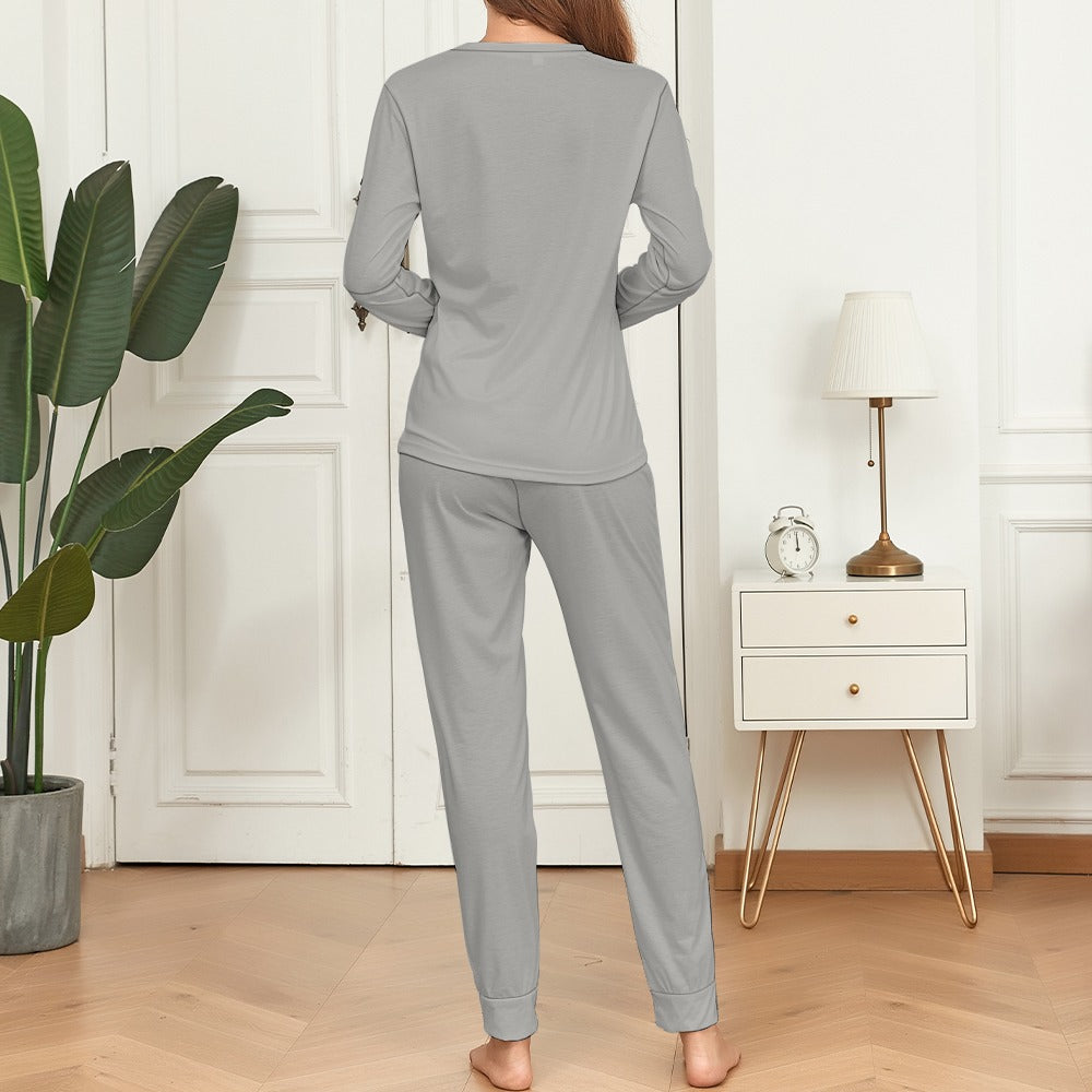 Women's It's Time to Paws Print Two Piece Pyjama Loungewear Set