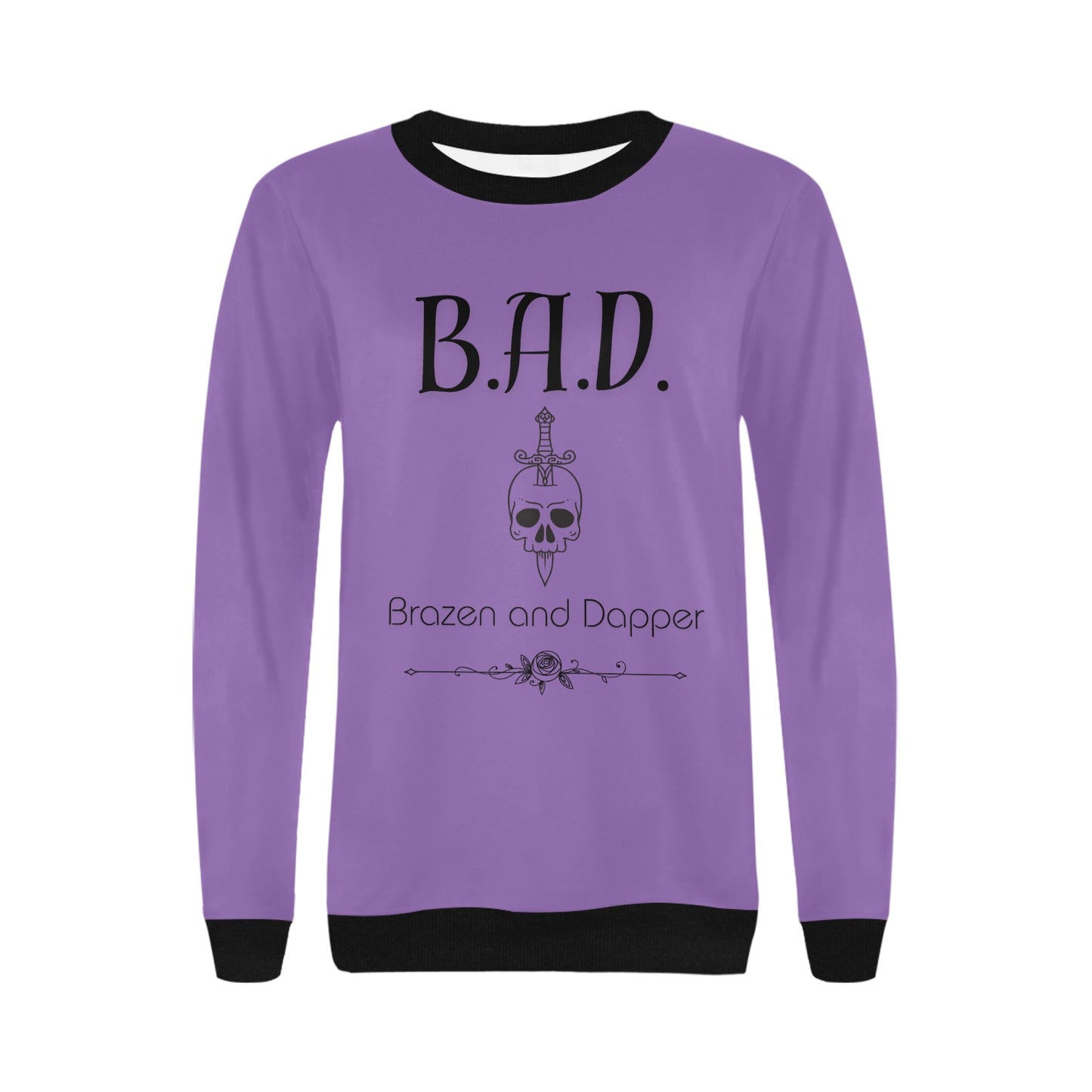 Women's B.A.D Brazen And Dapper Print Ribbed Hem Cuff Sweater