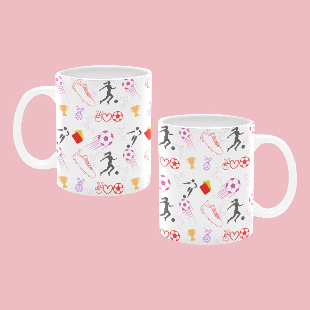TABOO TIDE Women's Football Ceramic Classic Mug 11oz Sports Design All-over Print White