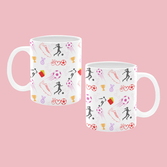 TABOO TIDE Women's Football Ceramic Classic Mug 11oz Sports Design All-over Print White