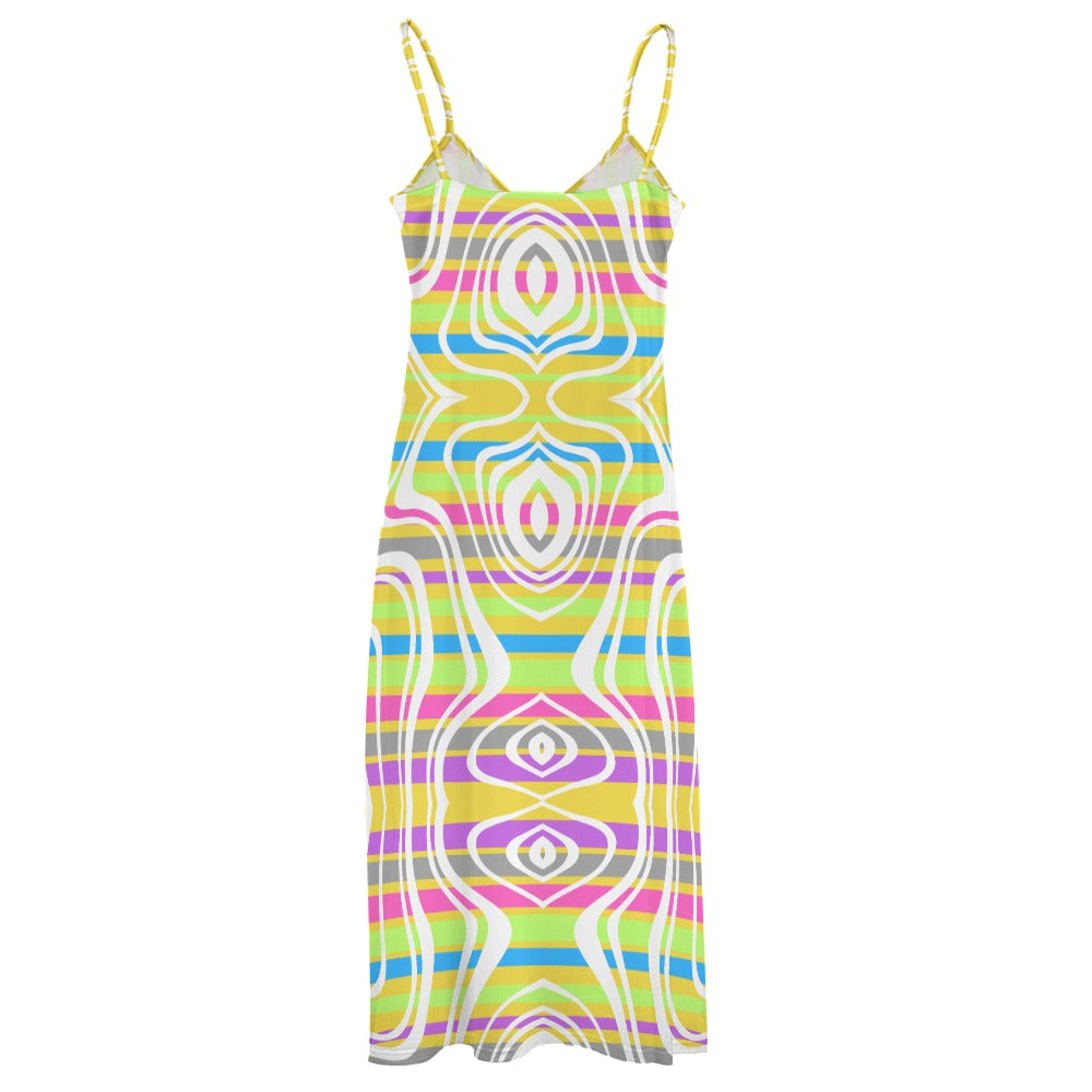 Women's Retro Hippie Print Spaghetti Strap Maxi Dress