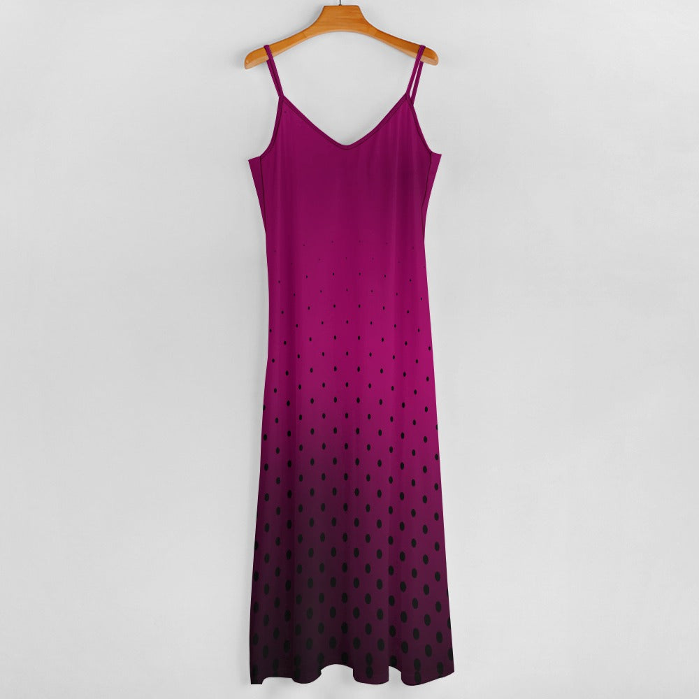 Women's Plus Size Ombre Polka Dot Spaghetti Strap Maxi Dress