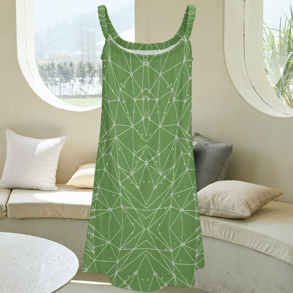 Women's Geometric Print Sleeveless Cami Scoop Neck Loose Dress