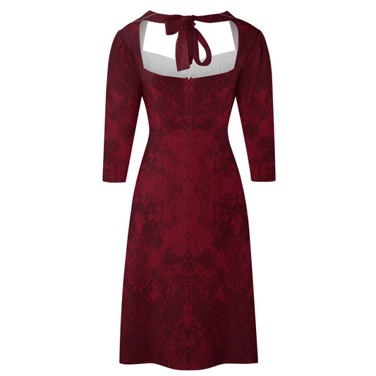 Women's Sweetheart Neck Back Tie Fitted Flare Red Dress