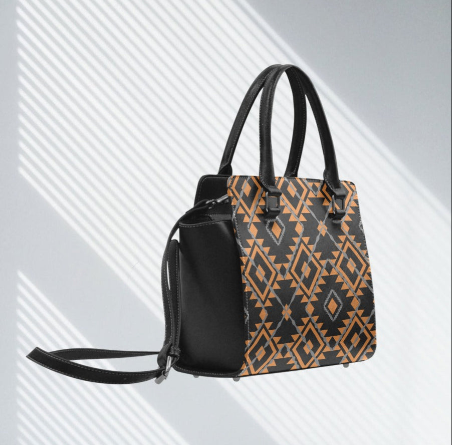 Women's Geometric Print Shoulder Handbag PU Leather Bag
