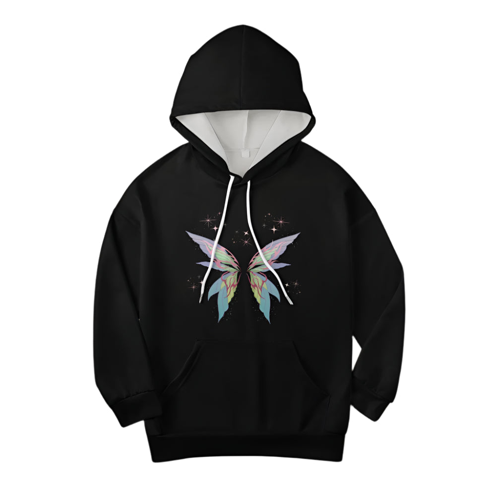 Women's Butterfly Print Dropped Sleeve Hoodie