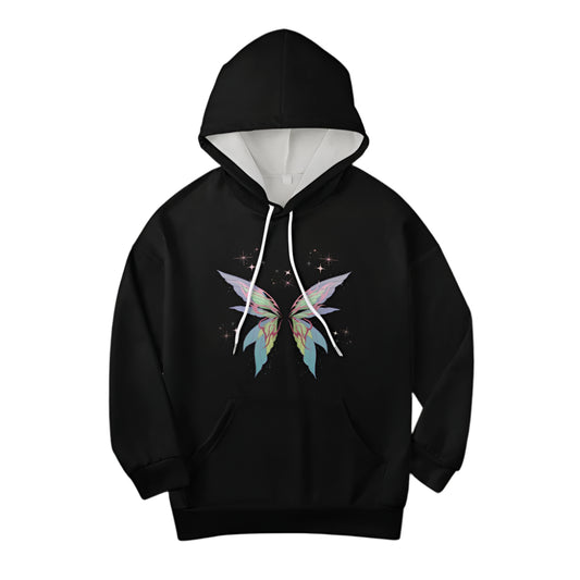Women's Butterfly Print Dropped Sleeve Hoodie