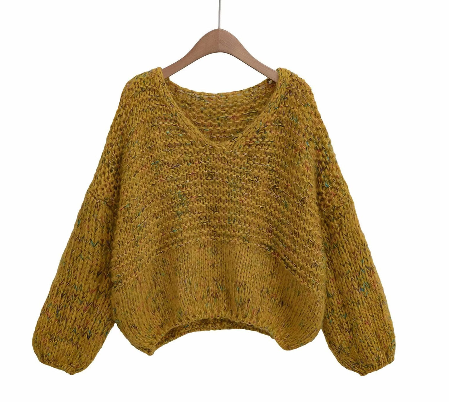 Women's Mustard Yellow Chunky Knit Loose Fit Jumper