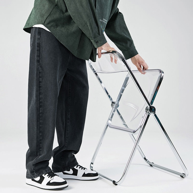 Men's Denim Jeans Loose Straight Leg Long Trousers Casual Pants