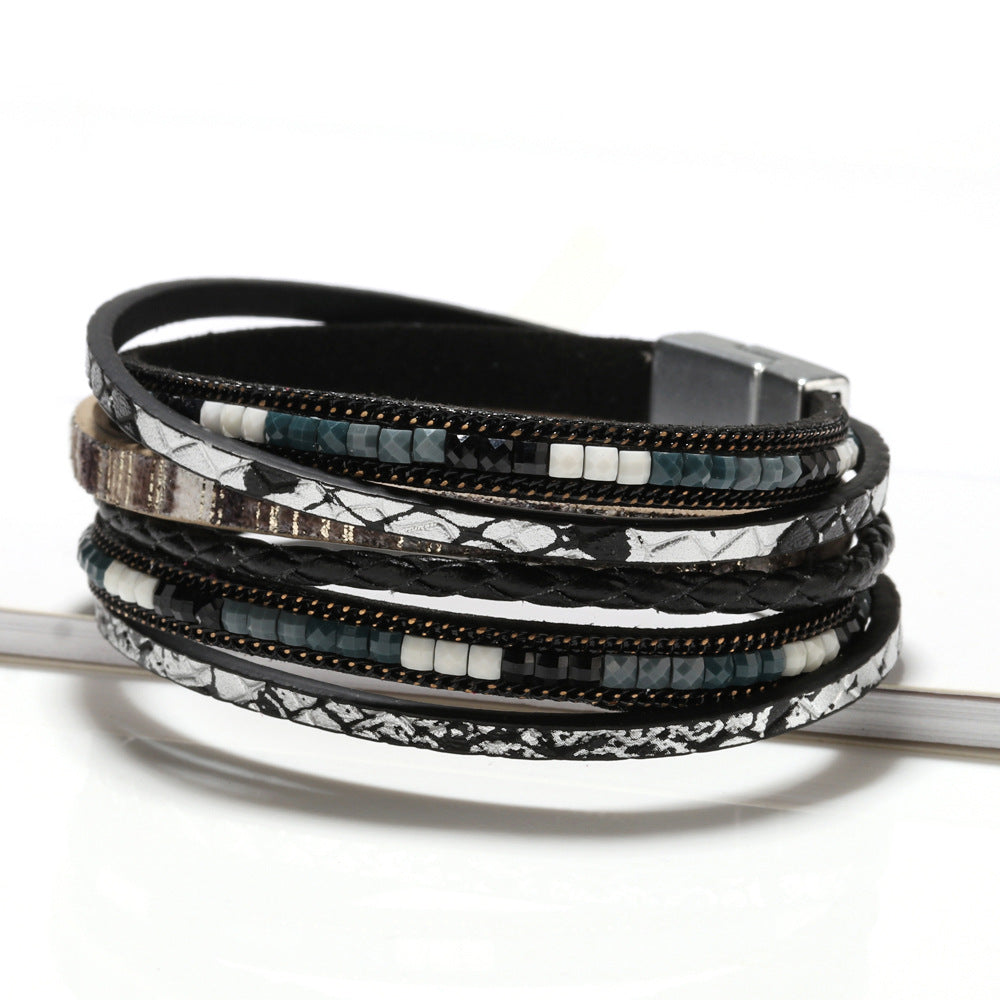 Bohemian Style Bracelet Bangle Braided Faux Leather Rope