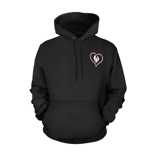 Women's Ghost Love Heart Print Hoodie Front and Back Design