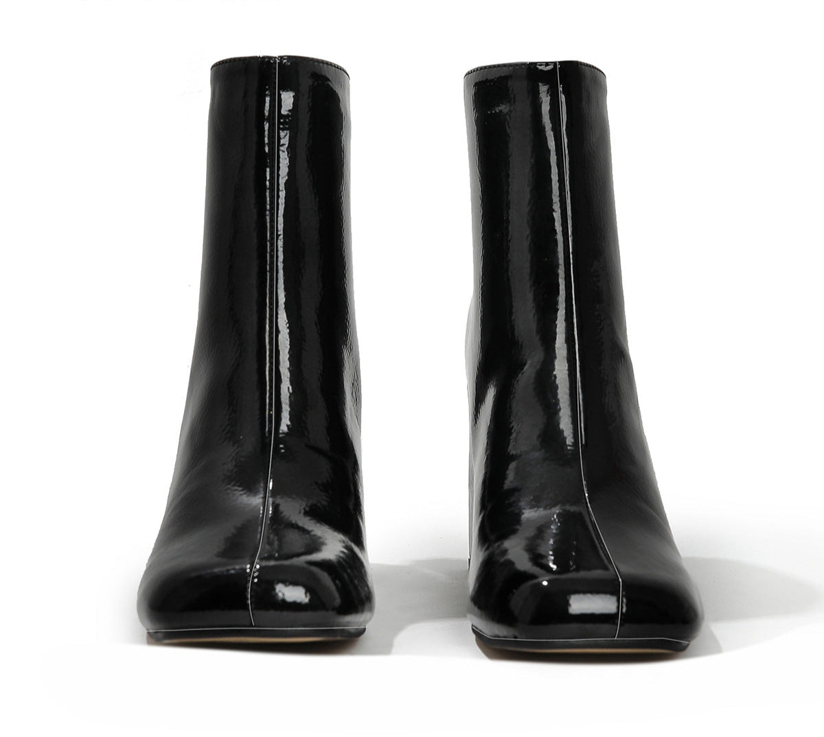 Women's PU Leather Square Toe Chunky Heel Ankle Boots
