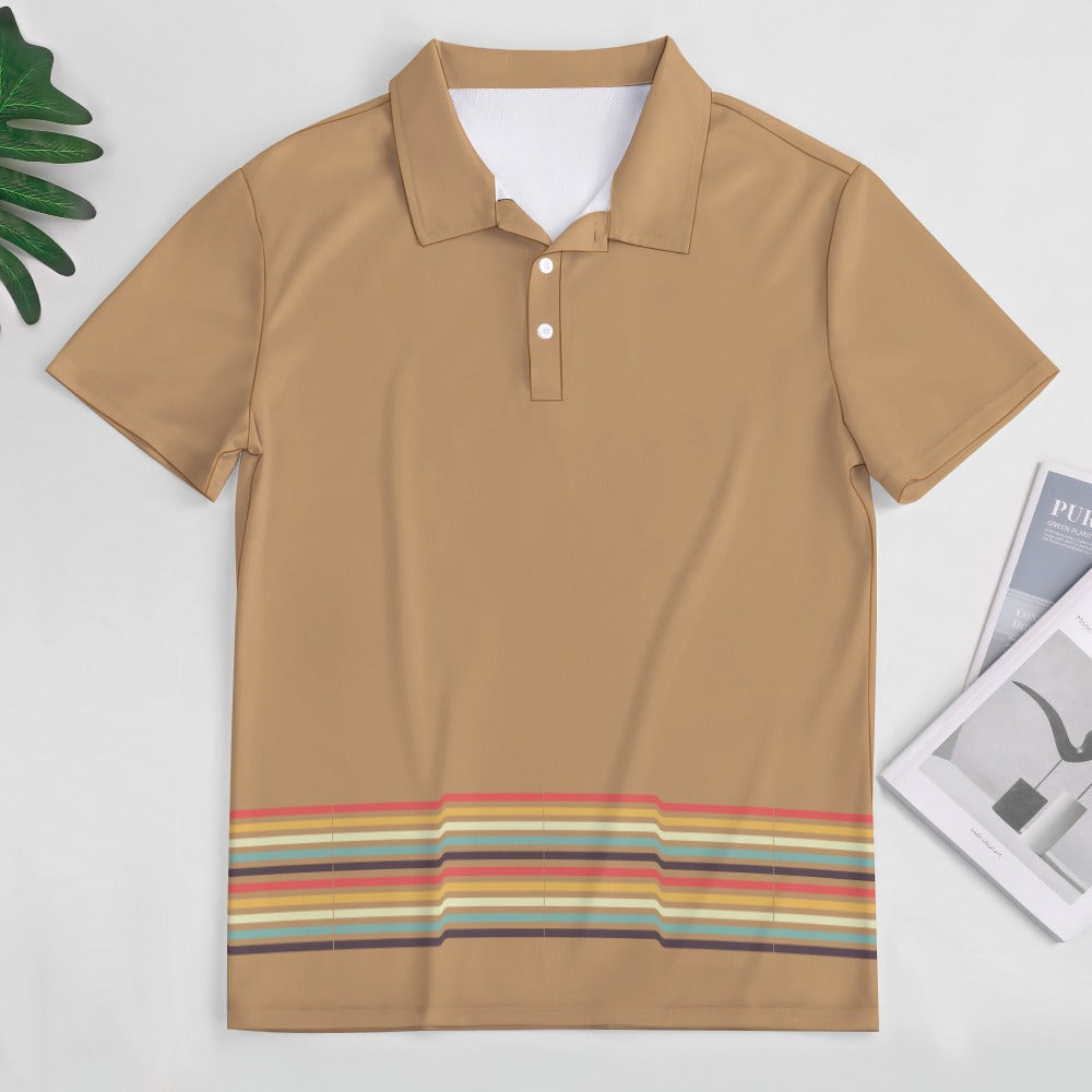 Men's Plus Size Retro Stripe Print Polo Shirt T-shirt