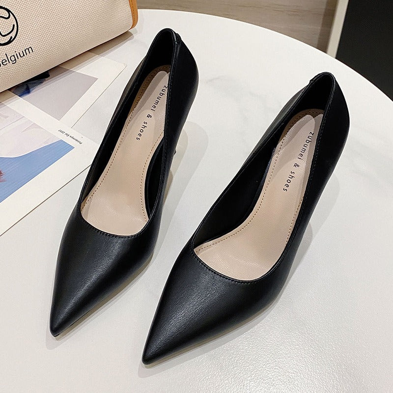 Women's Solid Colour Pointed Toe Stiletto High Heels Classic Shoes