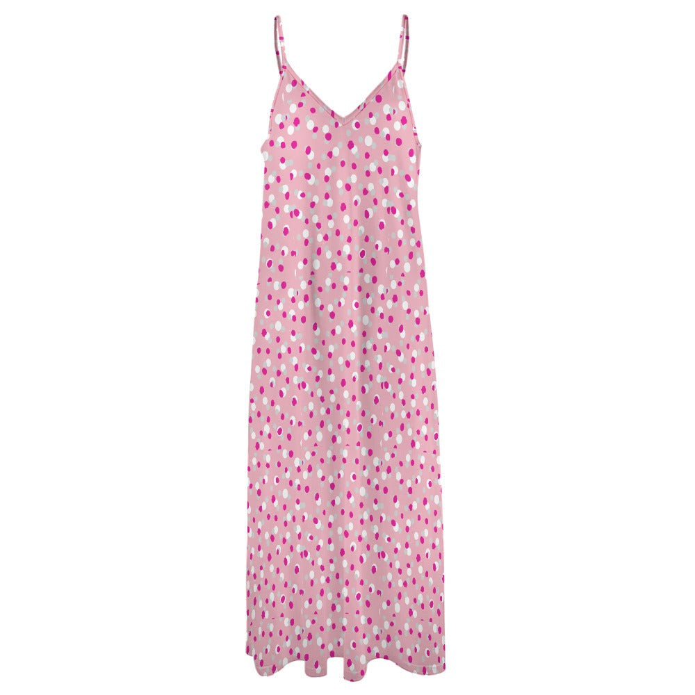 Women's Polka Dot Spotty Print Spaghetti Strap Maxi Dress
