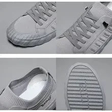 Men's Canvas Knitted Trainers Shoes Lace Up Breathable Leisure Footwear