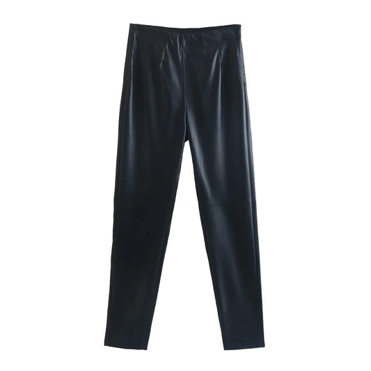 Women's PU Leather Pencil Trousers