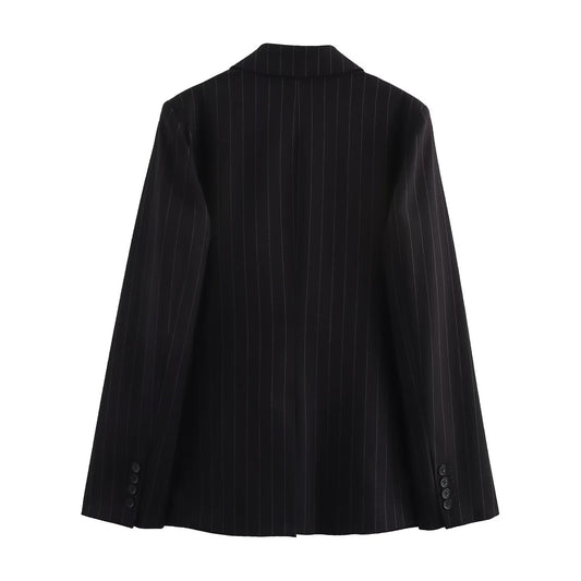 Women's Pinstripe Black Blazer