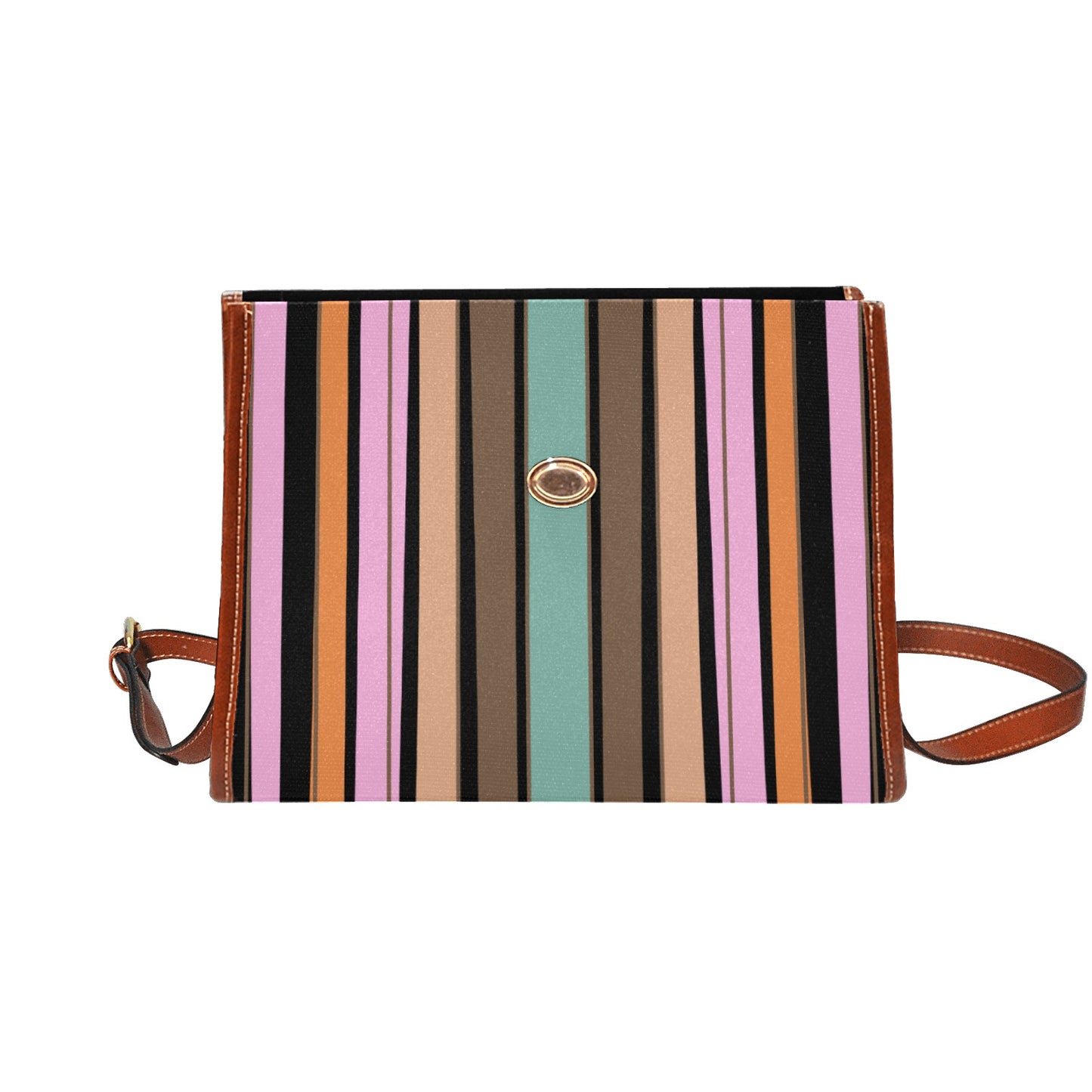 Women's Rustic Stripe Print Handbag With Shoulder Strap
