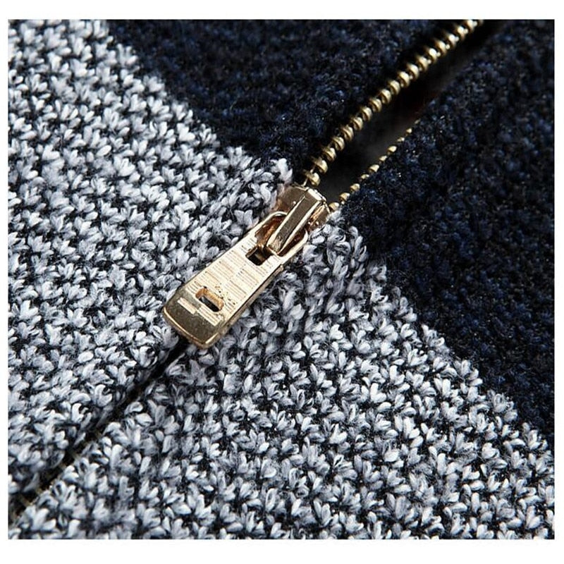 Men's Block Colour Thick Knitted Soft Lined Zipper Cardigan Jacket Outwear Streetwear Autumn Fashion