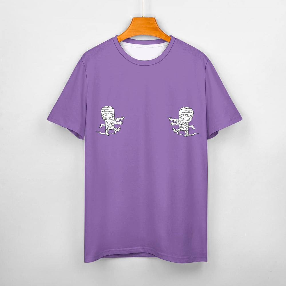Women's Mummy Print Halloween Cotton Short Sleeve T-Shirt