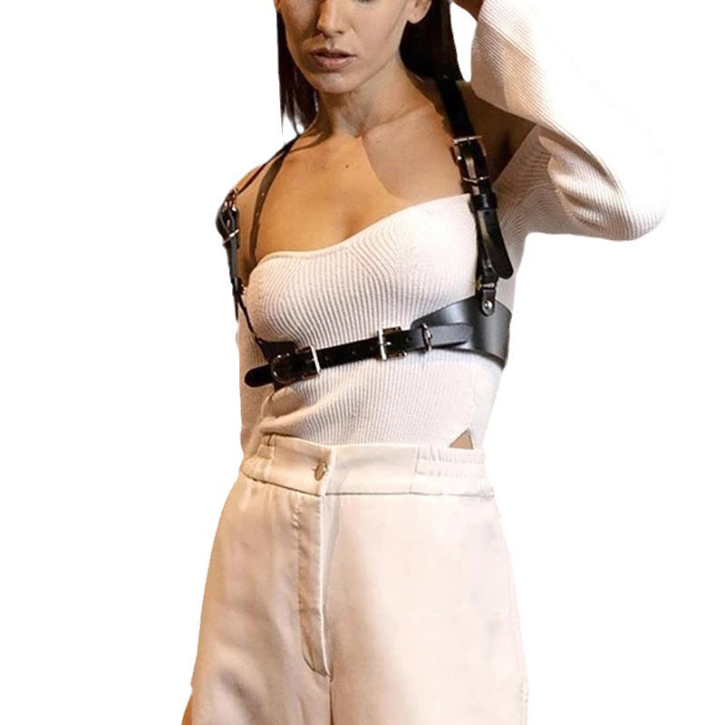 Women's Punk PU Leather Harness Belt Adjustable Corset Waist Accessories Casual Fashion