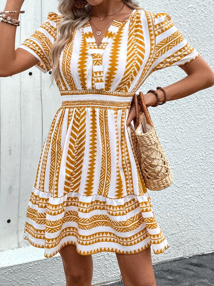 Women's Bohemian Geometric Style Short Fitted Dress