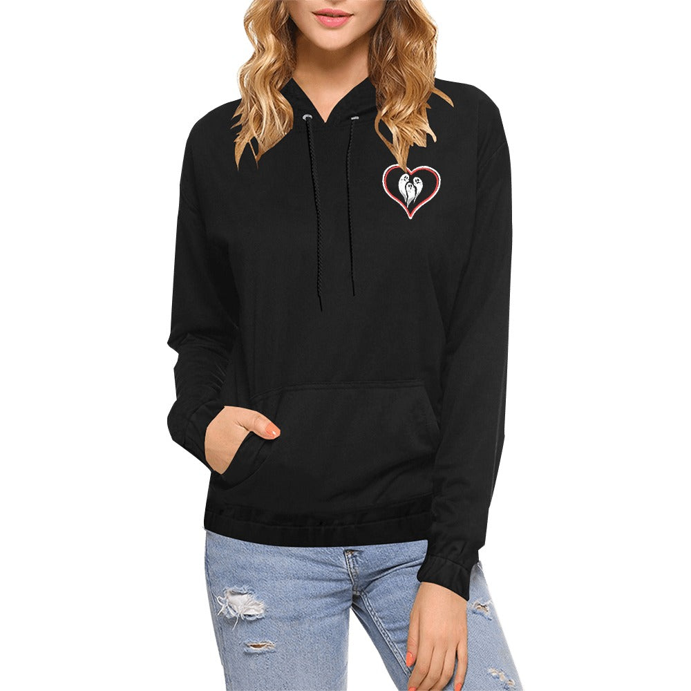 TABOO TIDE Women's Ghost Love Heart Print Front and Back Design Hoodie