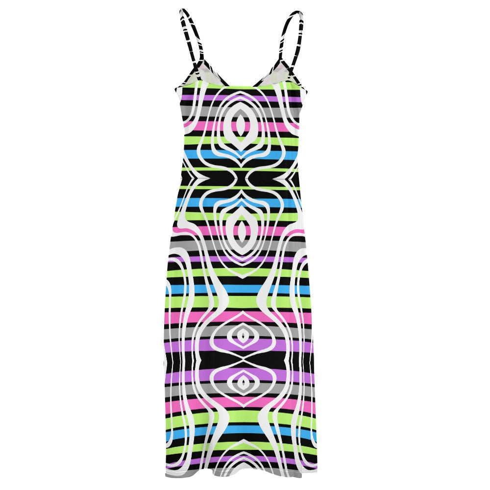 Women's Retro Hippie Print Spaghetti Strap Maxi Dress