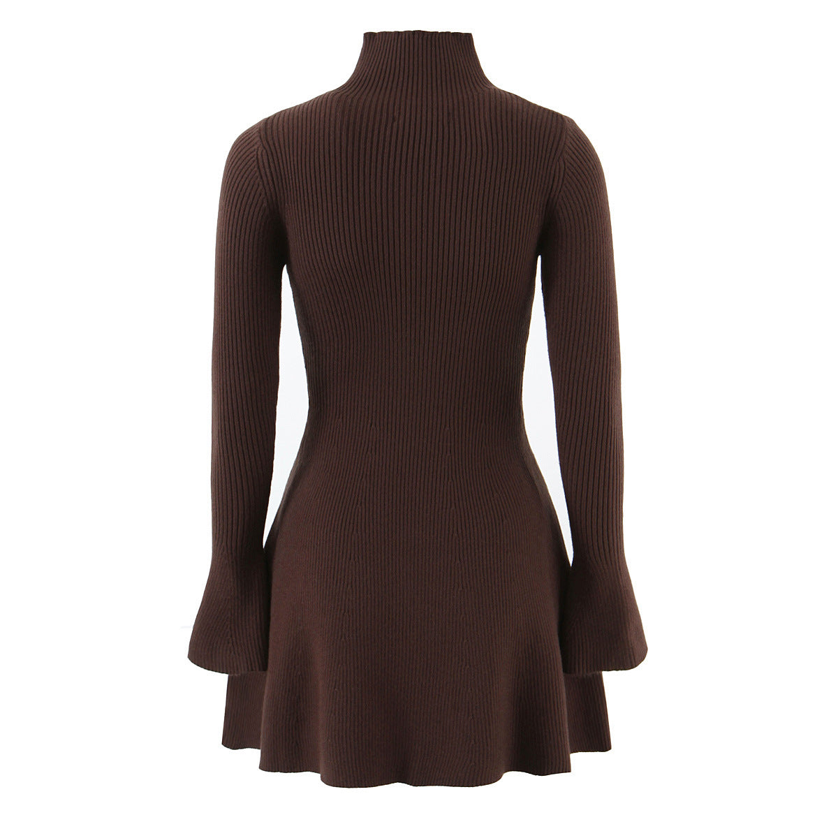Women's Ribbed Knit High Neck Long Sleeve Dress