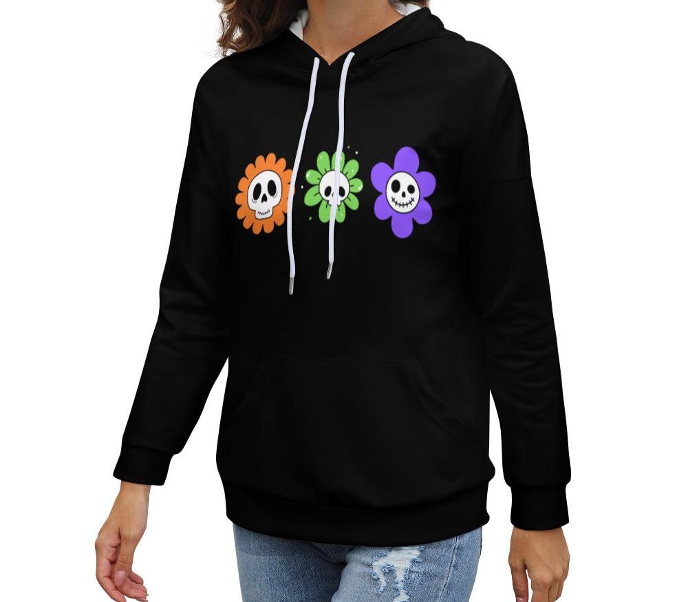 Women's Skeleton Halloween Dropped Shoulder Hoodie