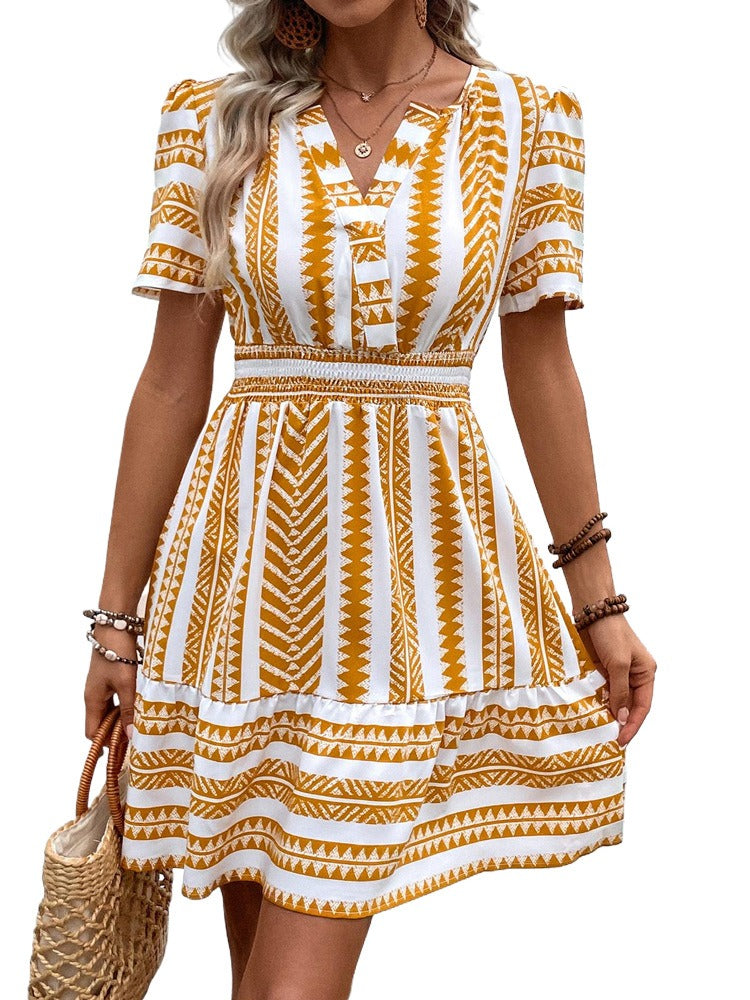 Women's Bohemian Geometric Style Short Fitted Dress