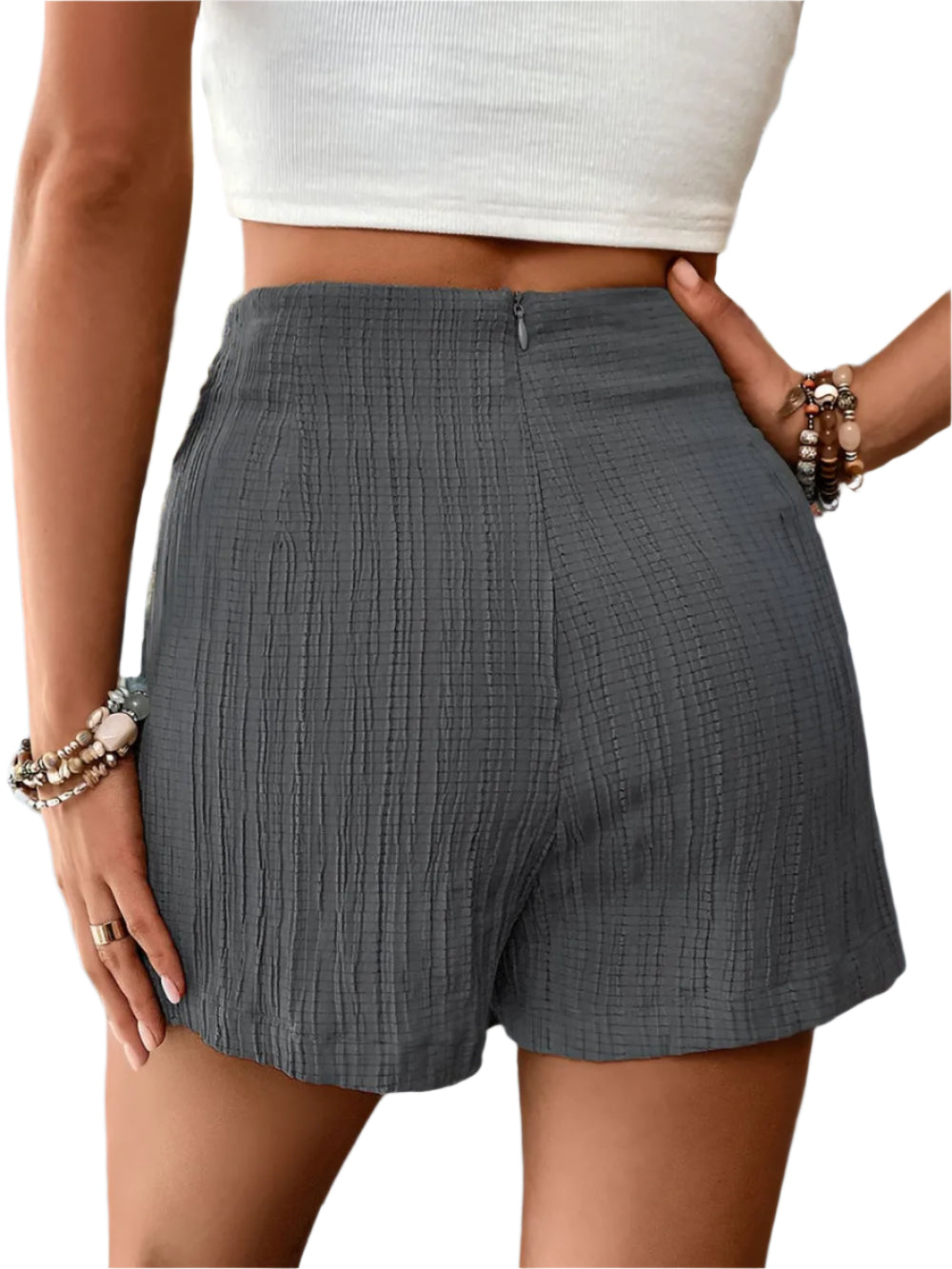 Women's Textured High Waist Side Tie Skorts