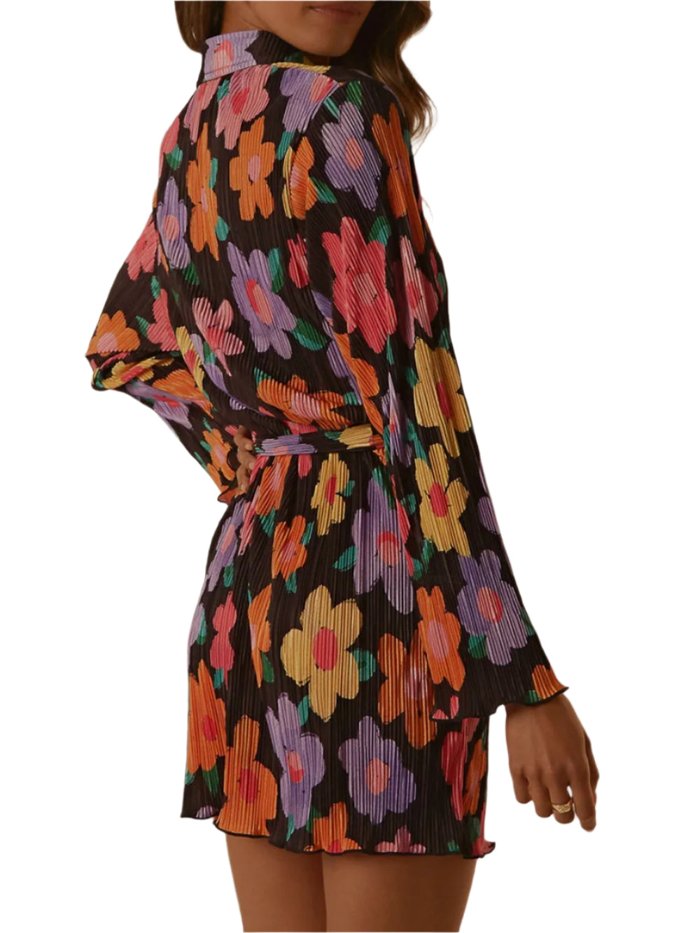 Women's Pleated Tied Waist Loose Fit Short Dress