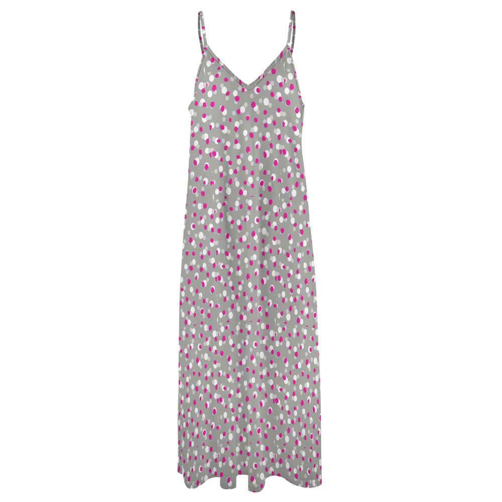 Women's Polka Dot Spotty Print Spaghetti Strap Maxi Dress
