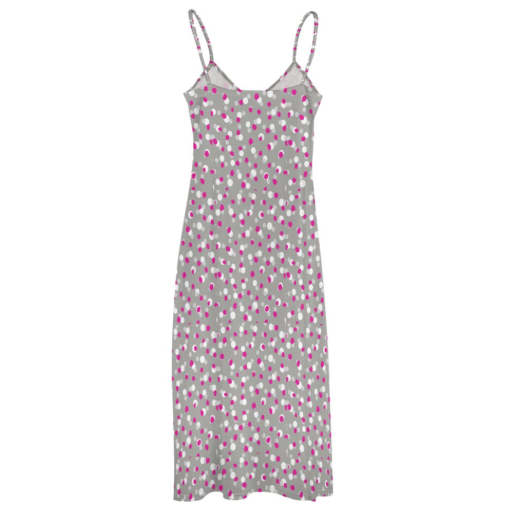 Women's Polka Dot Spotty Print Spaghetti Strap Maxi Dress