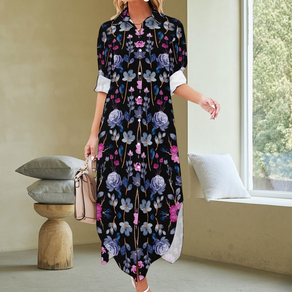 TABOO TIDE Women's Floral Print Maxi Shirt Dress