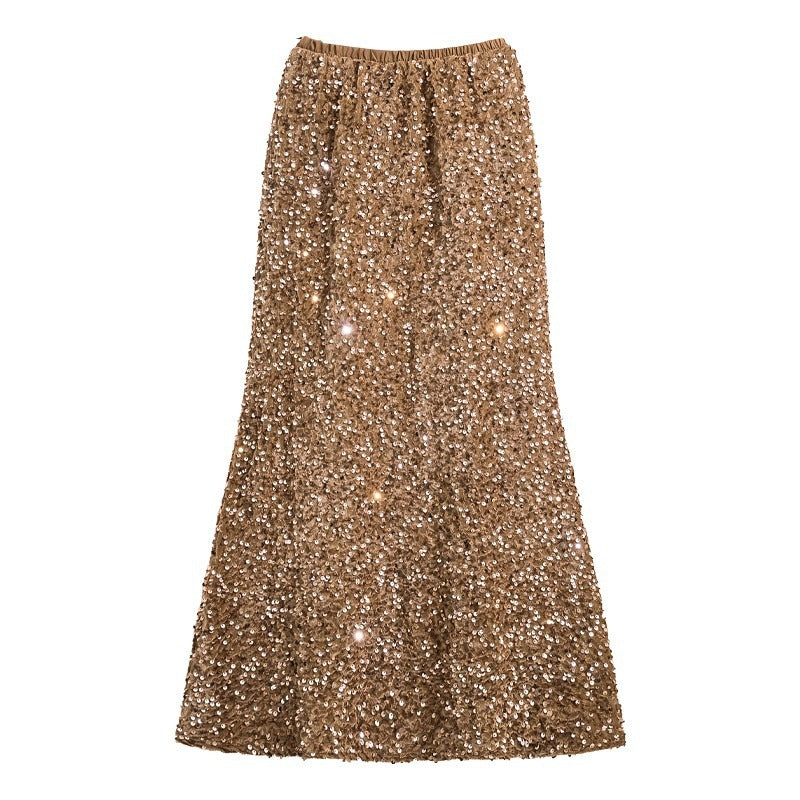Women's Plus Size Glitter Sequin A-Line Skirt