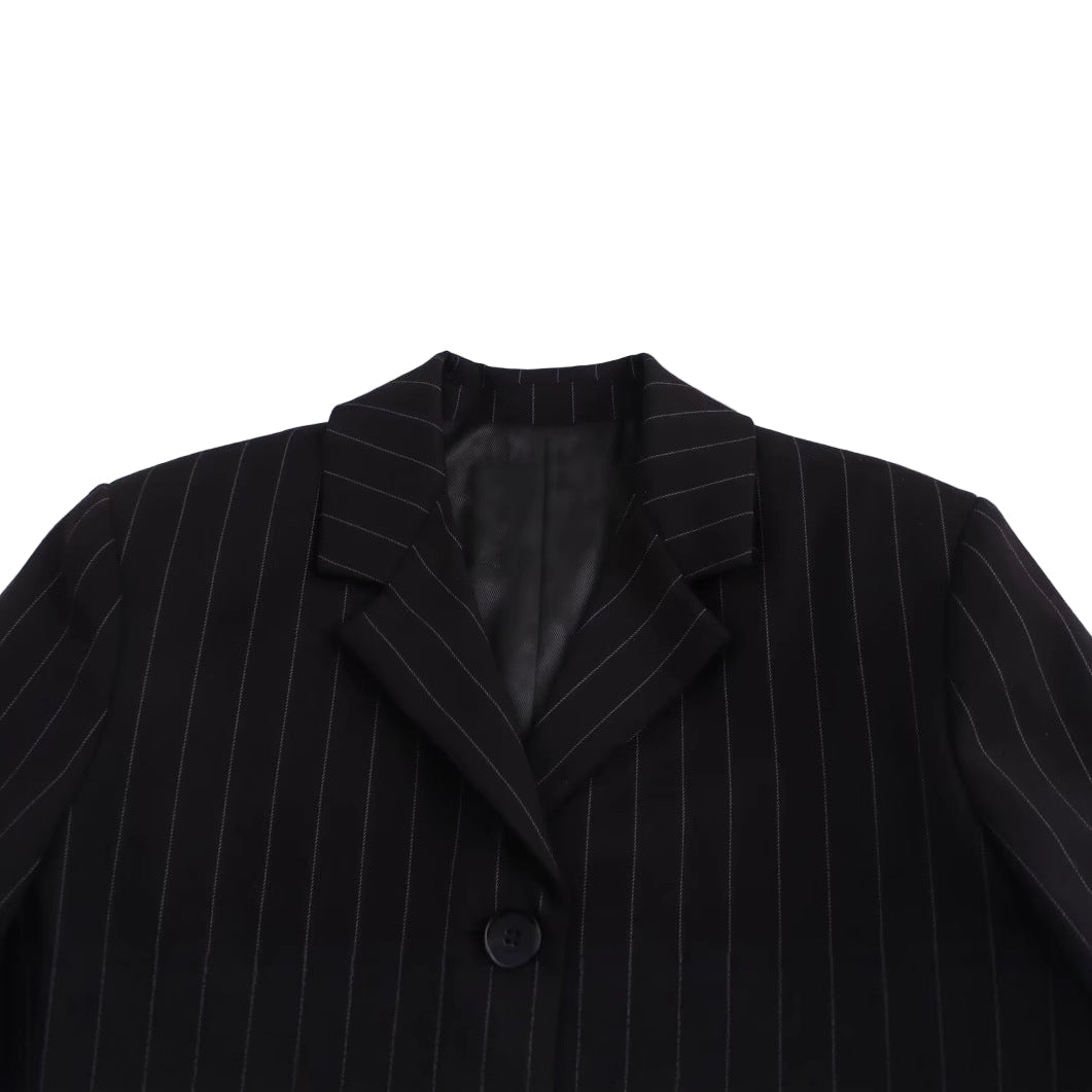 Women's Pinstripe Black Blazer