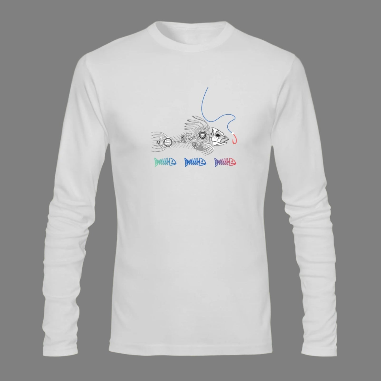 Men's Fishing Print Long Sleeve Cotton T-shirt