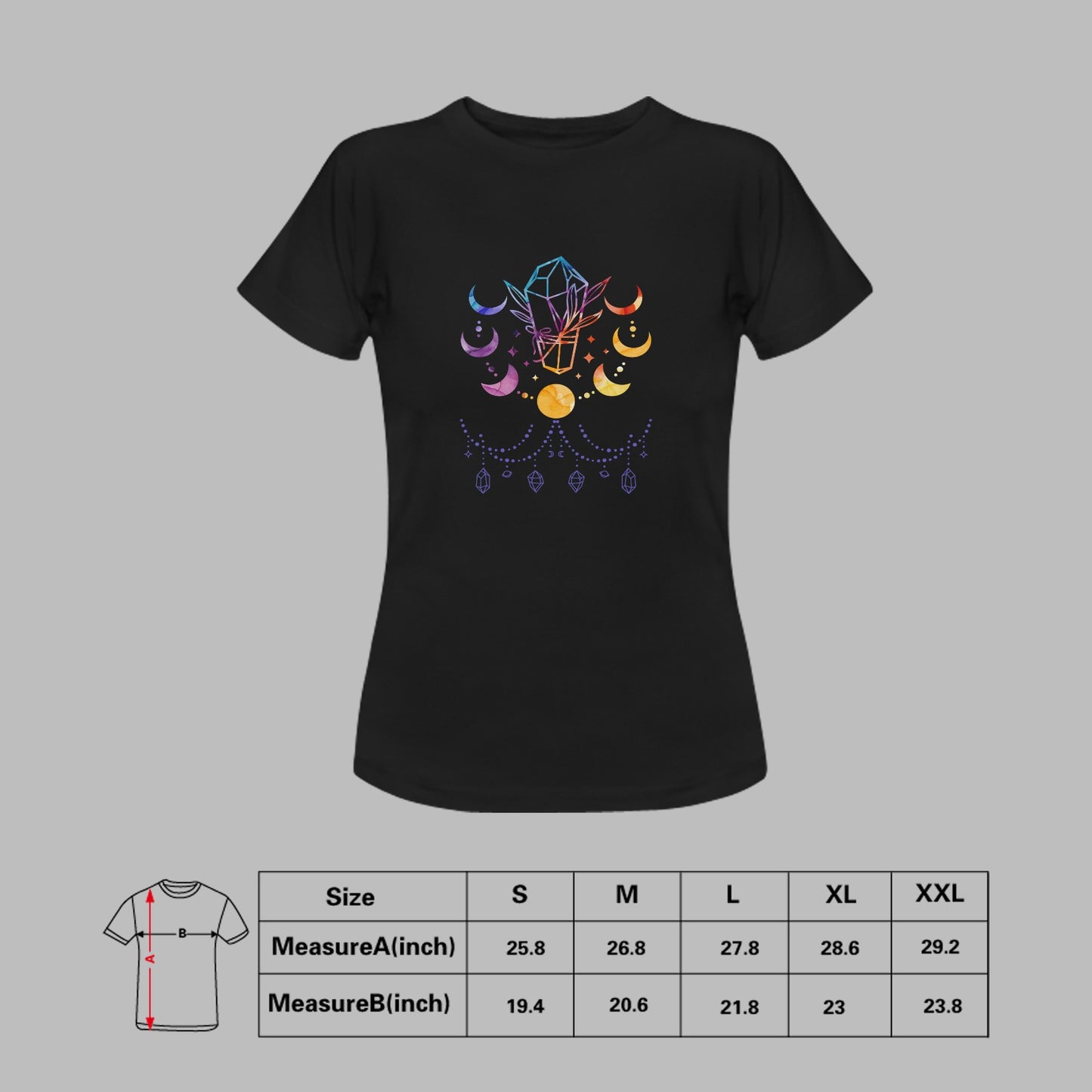 Women's Moon & Crystals Cotton T-shirt