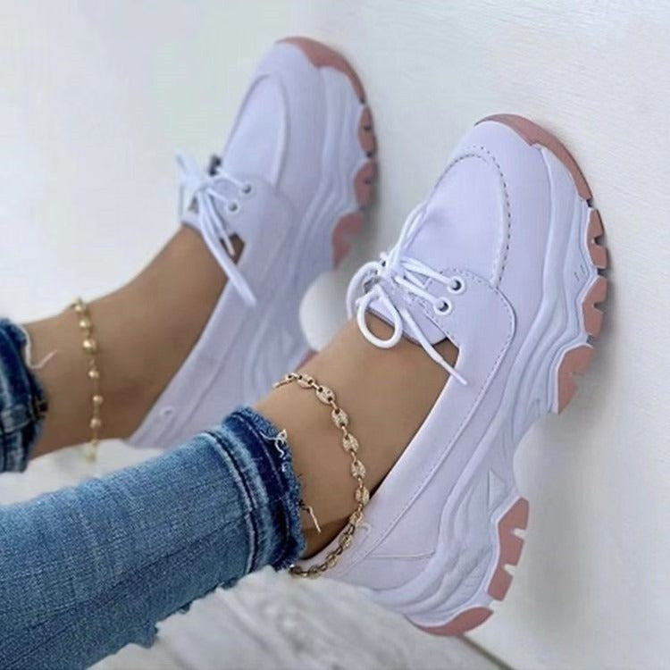 Women's Trainers Lace Up Chunky Sole Casual Shoes