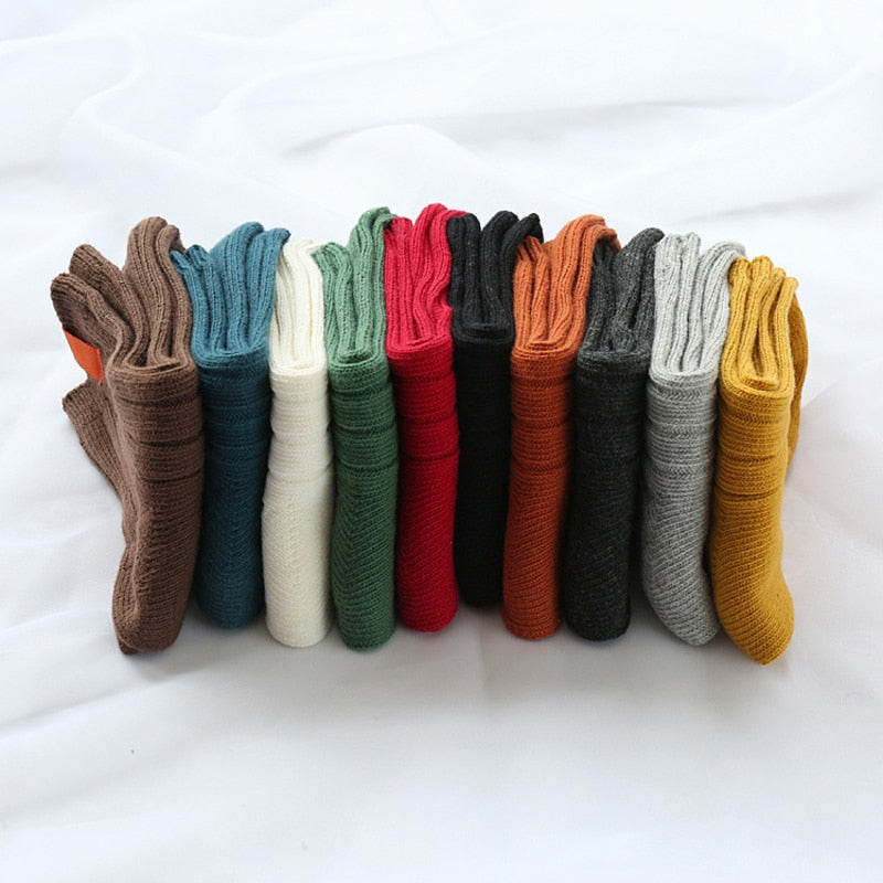 Women's Solid Colour Ribbed Warm 3D Socks Warm Footwear