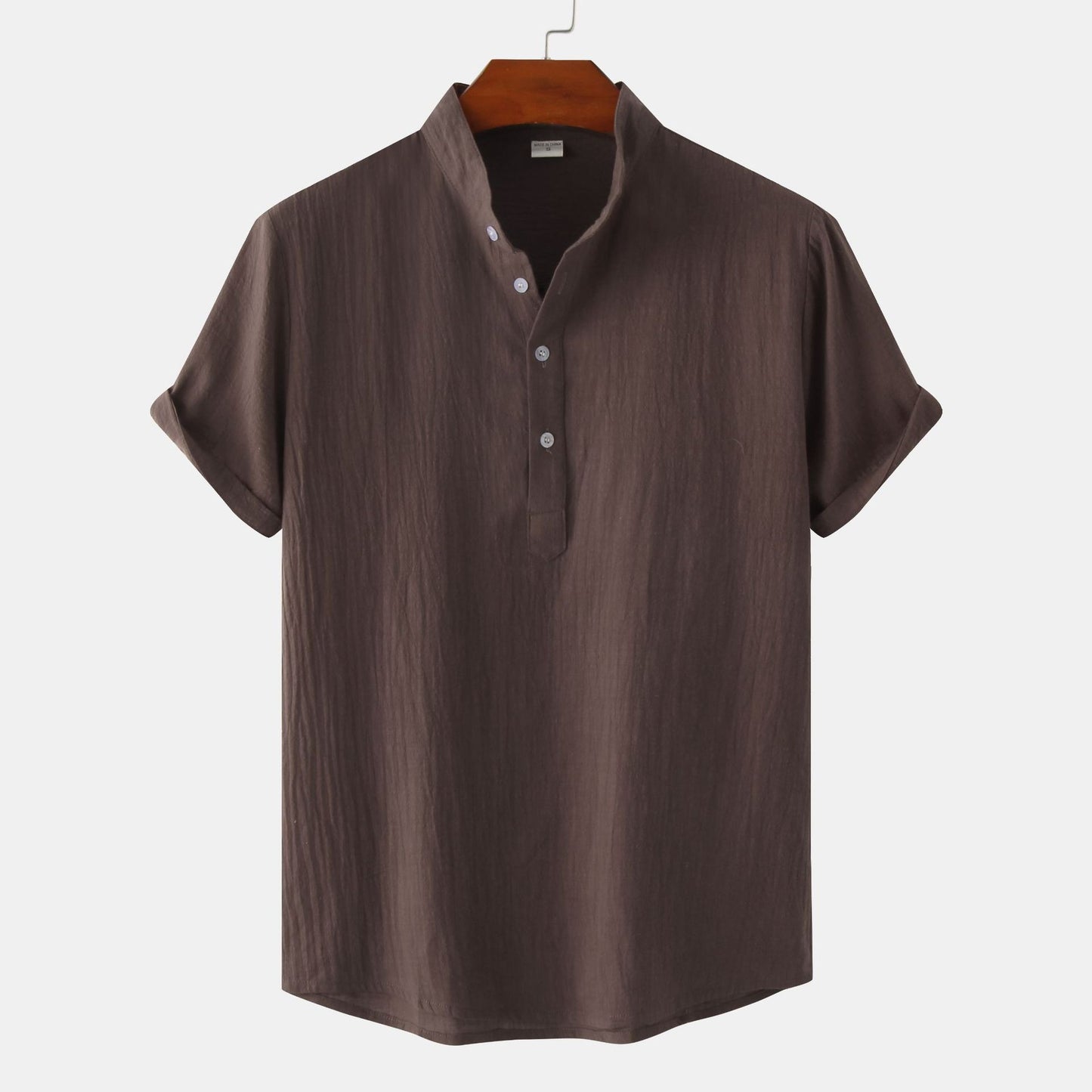 Men's Linen Short Sleeved Half Button Shirt