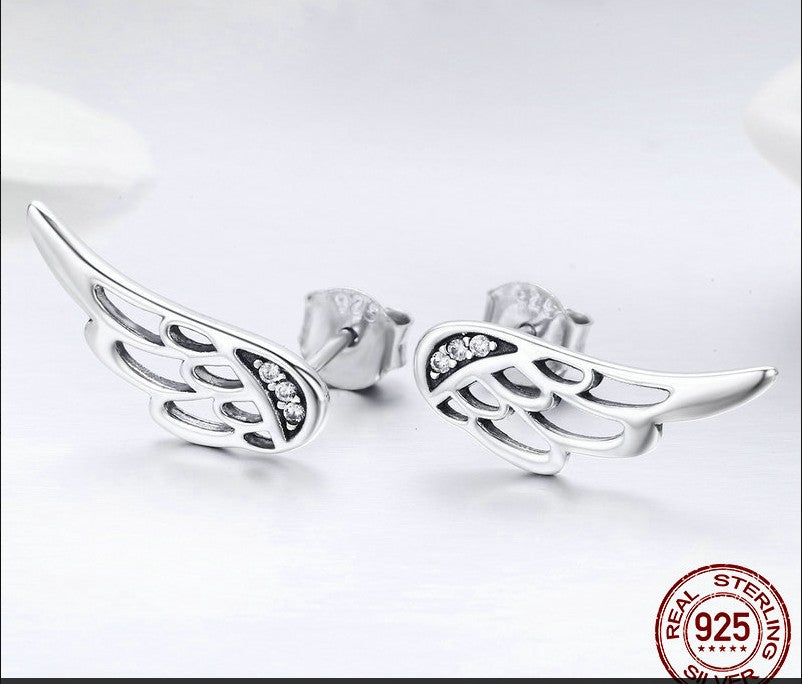 Women's Fairy Wings Stud Earrings 925 Sterling Silver Jewellery